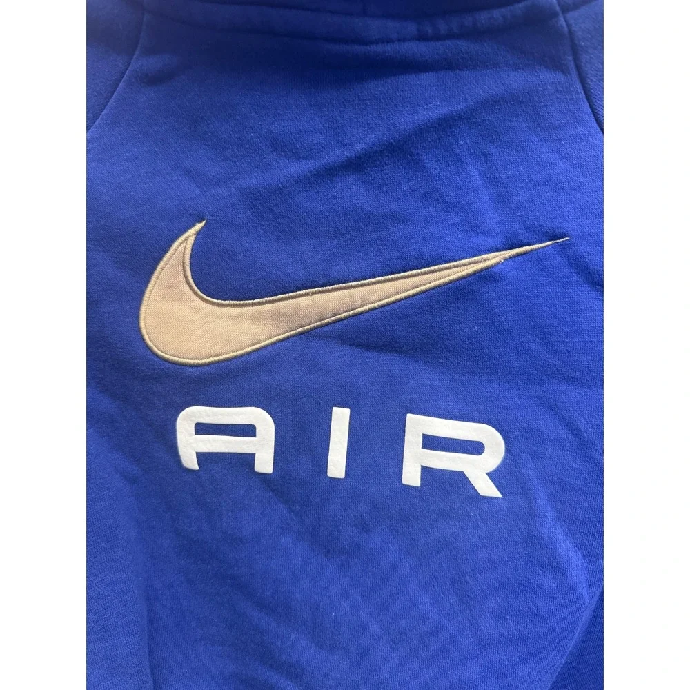Nike Air Kids Royal Blue Cropped Pullover Hoodie Silver Swoosh Size Large L (8)